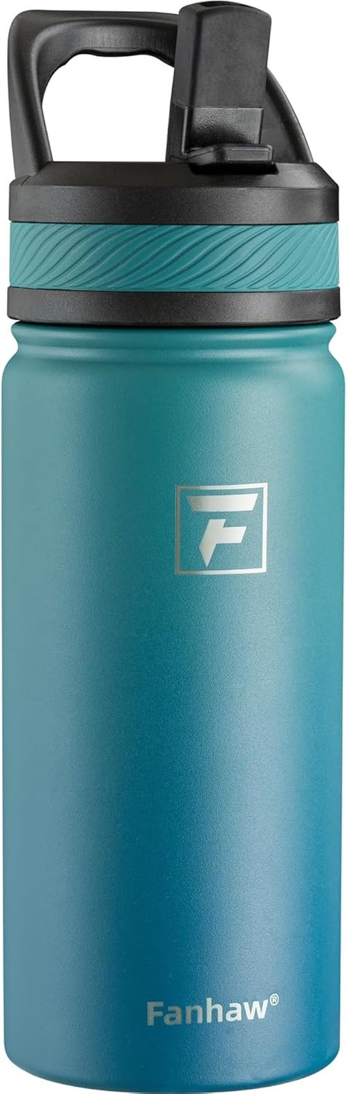 Fanhaw Kids Insulated Water Bottle - 18 Oz Stainless Steel, Double Wall, Leak-Proof, BPA-Free | Green Blue
