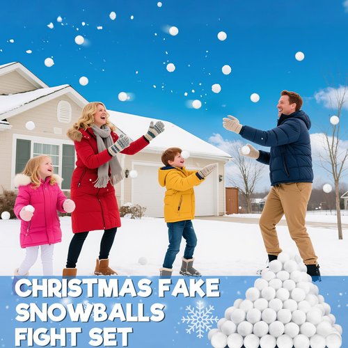Christmas Decorations Indoor, 120 PCS 2 Inch Fake Snowballs for Kids Indoor Fight Set Game for Family Party, New Years Eve Party Supplies 2026 for Grandkids Kids Adults Fun School Carnival Holiday