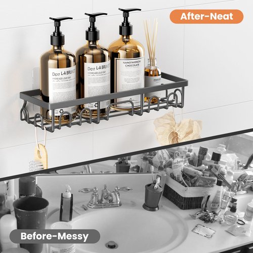 Deyhoc Shower Caddy, 3 Pack Shower Shelves for Inside Bathroom, Rustproof Adhesive Bathroom Organizer with Soap Holder, No Drilling Washroom Organizers and Storage for Bathtub Room/Kitchen/Home, Grey