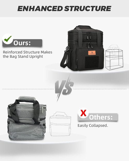 HSHRISH Tactical Lunch Box - Durable Insulated Cooler Bag for Adults | 20 Can Capacity, Black