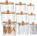 Meanplan Apothecary Jars - Clear Plastic Storage with Lids | 10/22/39 oz Sizes for Bathroom Organization (9 Pack)