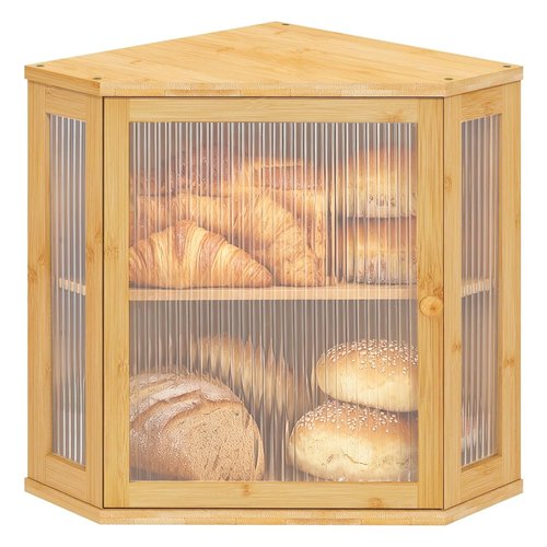 Nykgola Corner Bread Box for Kitchen Countertop Two-Tier Large Capacity Bread Boxes Storage Container with Adjustable Height Countertop Bread Storage Bin