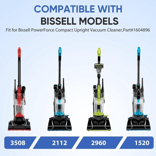 4 Pack Filter Replacement for Bissell PowerForce Compact Lightweight Vacuum Cleaner 1520 2112, Compatible with Bissell Turbo Bagless 2690 Cleanview 3508 Cleaner, Compare to Part #1604896/160-4896