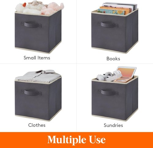 Lifewit Storage Cubes - Foldable Decorative Fabric Baskets for Home Organization | 11-Inch Gray, 12-Pack