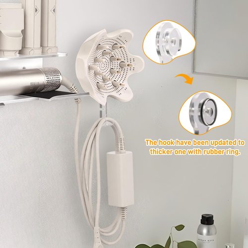 GENCAM Wall Mounted Holder for Shark Flexstyle, Acrylic Wall Mount Bracket Organizer for Shark Flex Style, Flex Style Holder with Cord Hanger for Accessories Curlers Brushes Diffuser and Attachments