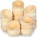 Uiifan 20 Pcs Small Wooden Bowls for Craft Mini Pinch Bowls 1.5 oz Unfinished Wood Bowl for DIY Craft Serving Kitchen Condiment Salad Nuts Dips Sauce Spice Candy, 1.2 x 2.2 Inches