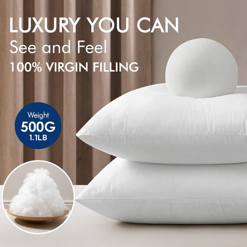 MIULEE 18x18 Pillow Inserts - Set of 4 Cotton Cover, 100% Virgin Microfiber for Couch & Bed