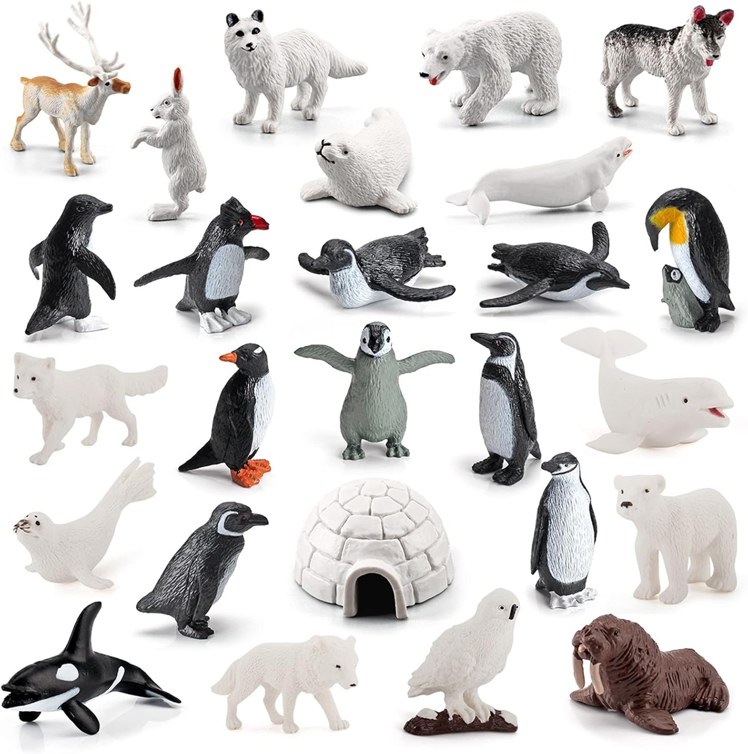 SCAHOW 26Pcs Arctic Animal Figures - Realistic Polar Animal Toys for Kids | Perfect Cake Toppers & Gifts