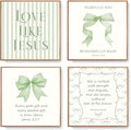 LARTSFRO Coquette Wall Art Decor - Sage Green Bow Inspirational Bible Verses | Set of 4 Unframed 10x10 Inch Pictures