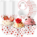 Domensi 100 Pcs Red Heart Cupcake Wrappers Rustic Cupcake Liners Red Baking Cups Baking Liners for Mother's Day Wedding Bridal Baby Shower Birthday Party Supplies Dessert Decoration