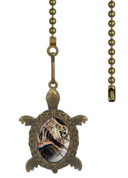Hyamass Ceiling Fan Light & Fan Pull Chain Extender - 12" Sea Turtle Design with Ball Connector, Universal Light and Fan Pull Chain Set for Easy Decoration (Bronze)