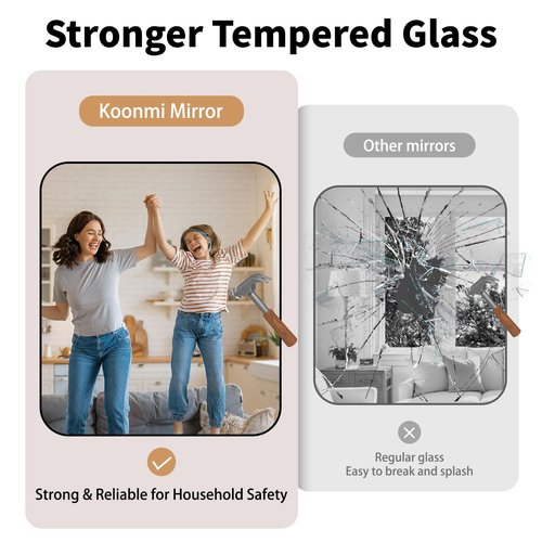 Koonmi Black Framed Bathroom Mirror - 30x30 Inch Shatterproof Tempered Glass Vanity Mirror for Bathroom Sink, Wall Mounted with Matte Aluminum Alloy Frame, No Distortion, Modern Decor
