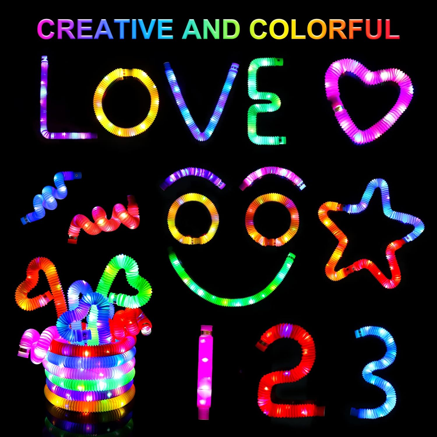 UrChoice Glow Sticks - 8PCS LED Pop Tubes Party Favors | Colorful Necklaces & Bracelets for Imaginative Play
