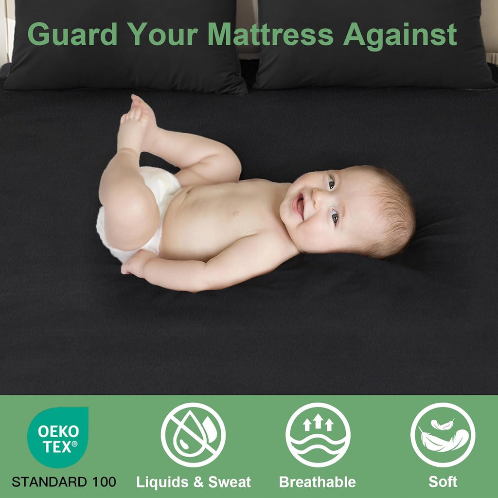 Sufdari Waterproof Mattress Protector - Noiseless Queen Size Cover with 18" Deep Pocket | Bed Bug Proof & Machine Washable