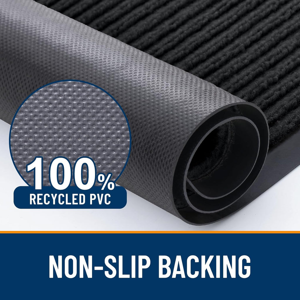 OLANLY Waterproof Heavy Duty Front Door Mat - 2-Pack Indoor Outdoor Welcome Mats | 29.5 x 17 Inch, Black