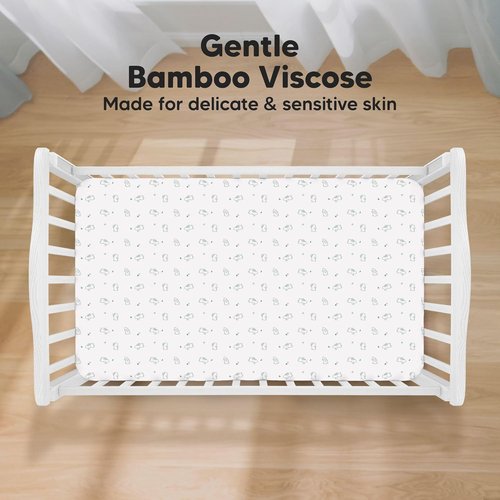 KeaBabies Baby Crib Sheets - Soft & Cozy 2-Pack Fitted Bamboo Toddler Bed Sheets | 52x28, Neutral Bunnies