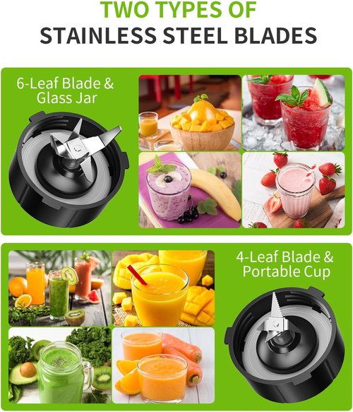 GDOR 1200W Blender - Smoothies & Shakes with 52 Oz Glass Jar & 22 Oz To-Go Cup | 6-Blade, 3 Speeds, Self-Cleaning