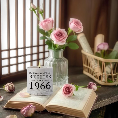 60th Birthday Gifts for Women - 1966 Birthday Gifts for Women Men, 60 Year Old Bday Gift for Her Female, 6oz Sixty Lavender Decor Ceramics Candle