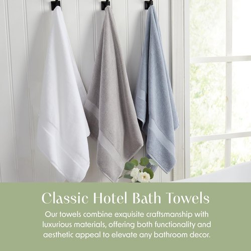 Springtree Home Blue Bath Towels Set of 6 | Classic Hotel Bath Towels | 100% Combed Cotton | Absorbent Quick-Dry Towels for Bathroom | Oeko-TEX® Standard 100 Cotton | Cynewski Collection - Blue Fog