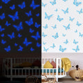 SAOROPEB Glow In The Dark Butterfly Stickers - 24 Pcs in 3 Sizes for Ceiling & Wall Decor | Luminous Kids' Nursery Decor (Blue)