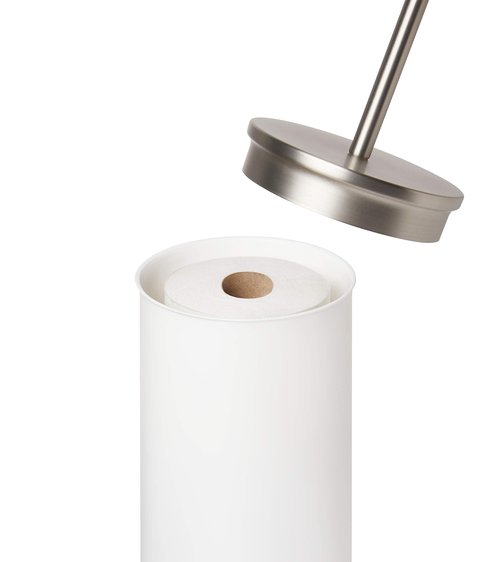 Umbra Portaloo Toilet Paper Stand and Reserve, White/Nickel