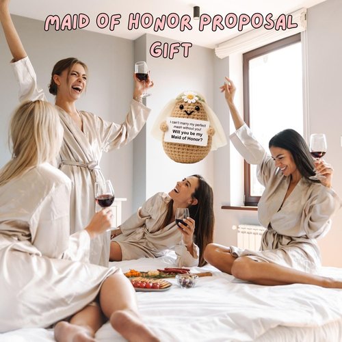 M.O.Q. Bridesmaid Proposal Wedding Party Will You Be My Bridesmaid Maid of Honor Positive Potato Gifts Ideas, Bachelorette, Small Cute Stuff Things, Handmade Crochet (Maid of Honor)