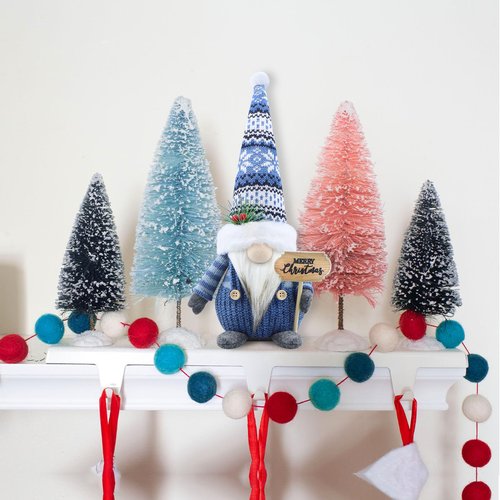 Gehydy Christmas Gnomes Decorations Gnome Handmade Decor for Home Kitchen Farmhouse Tiered Tray - Blue
