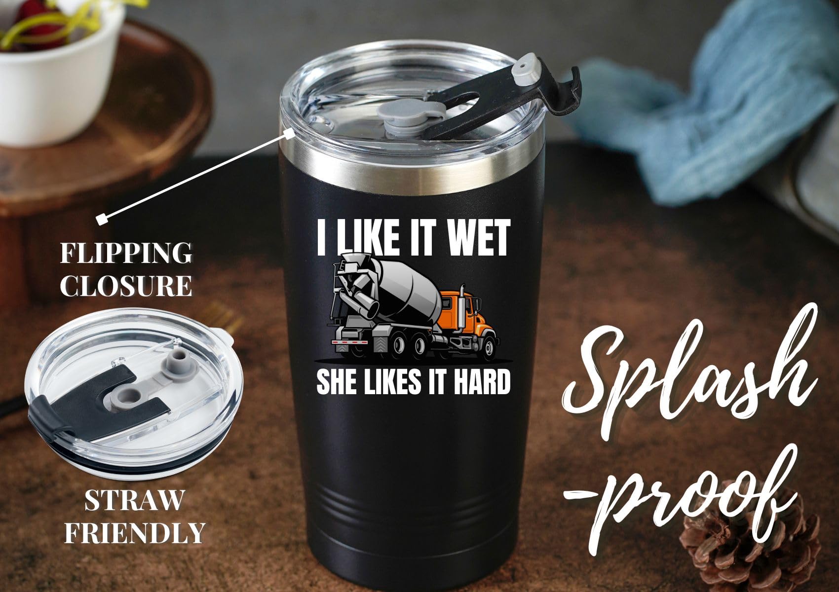 Onebttl Construction Worker gifts, Funny Humor, Concrete-Themed Gifts, 20oz/590ml Stainless Steel Insulated Tumbler with Lid