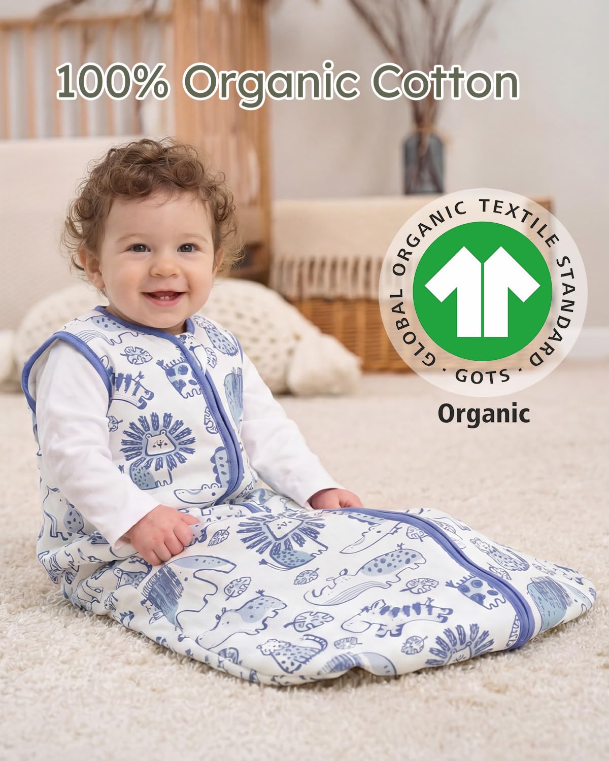 Yoofoss Baby Sleep Sack | 1.5 Tog Organic Cotton Wearable Blanket for Infants 0-6 Months