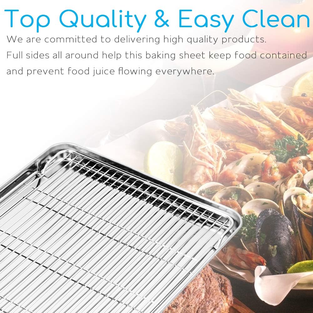 Regine Switzerland Cookie Sheet and Cooling Rack Set - 16-Inch Stainless Steel Bakeware, Non-Toxic & Easy Clean