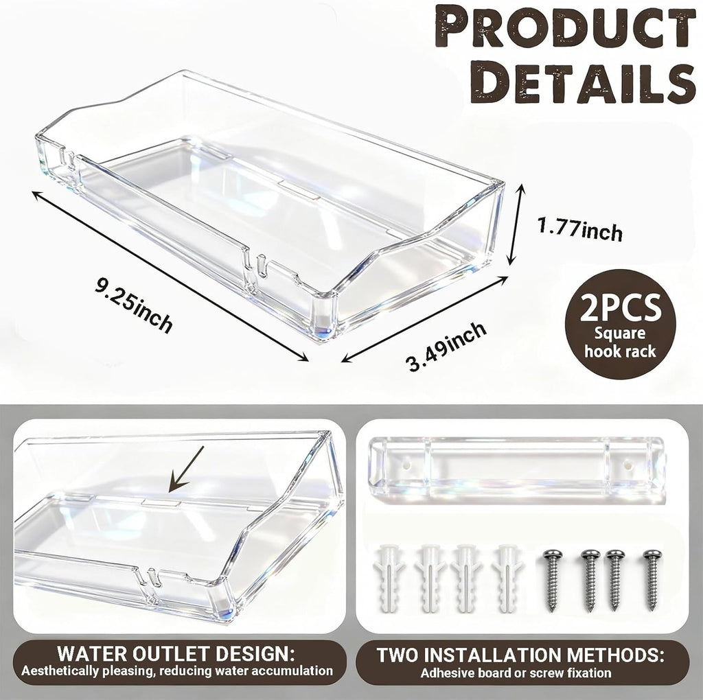Upsimples Clear Acrylic Floating Shelves - Stylish Wall Storage for Living Room, Bedroom & Bathroom