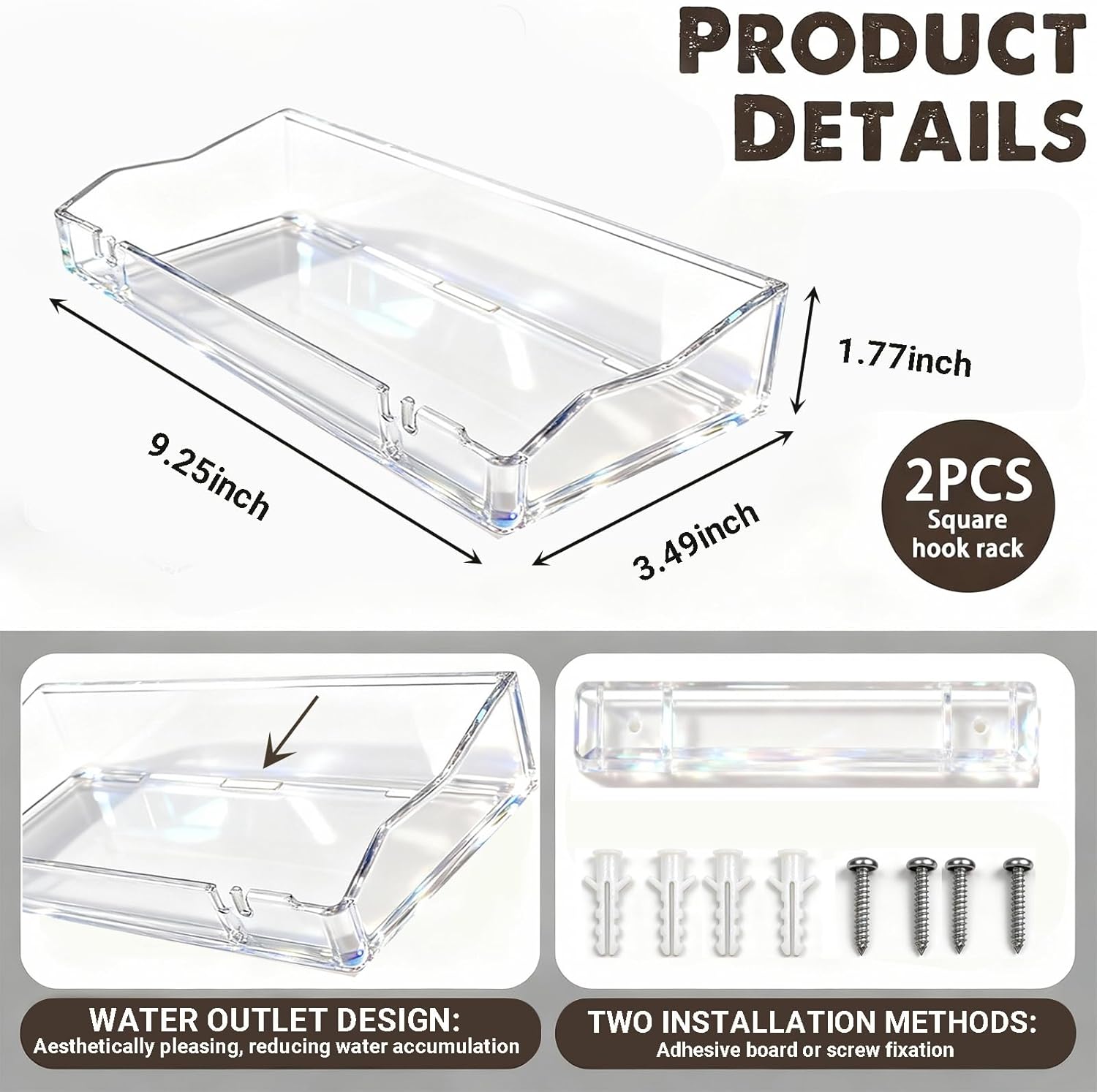 Upsimples Clear Acrylic Floating Shelves - Stylish Wall Storage for Living Room, Bedroom & Bathroom