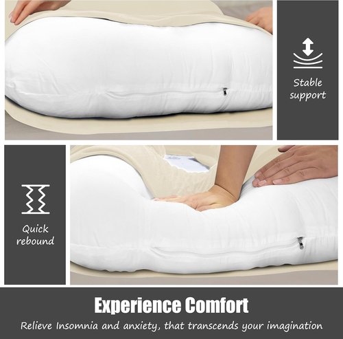 HIPHOP PANDA U-Shaped Pregnancy Pillow - Full Body Maternity Support for Comfort & Relief | 57 Inch, Ivory