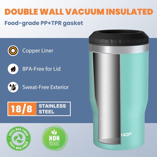 HAUSHOF 4 in 1 Insulated Stainless Steel Can Insulator, Fits Standard & Slim 12 oz Cans|Beer Bottles, Perfect for Outdoors