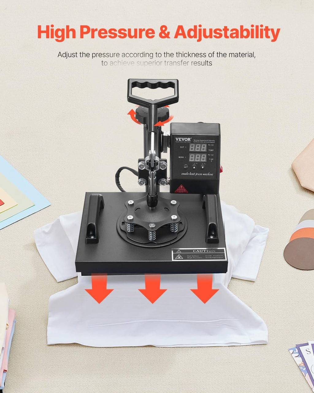 VEVOR Heat Press Machine - 12x10in Clamshell Sublimation Printer with Fast Heat-Up & Digital Control | Ideal for T-Shirts, Bags, and More