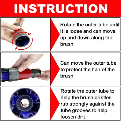 GHAMADE Vacuum Attachments & Brushes for Dyson V7 V8 V10 V11 V15 Gen5: Flexibible Crevice Tool, Horsehair Vacuum Attachment, Traceless Dust Brush (Home, Car Detailing & Corner Cleaning Set)