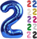 Metallic Blue Number 2 Balloon - 40 Inch 2nd Birthday Decoration for Boys & Girls