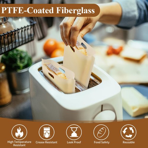 PEASUG Toaster Bags 10 Pack, 3 Sizes Toaster Bags Reusable, Heat Resistant Non-Stick, Washable Toaster Sleeves Compatible with Toaster Microwave, Great for Grill Cheese Sandwich Toast Panini Snacks
