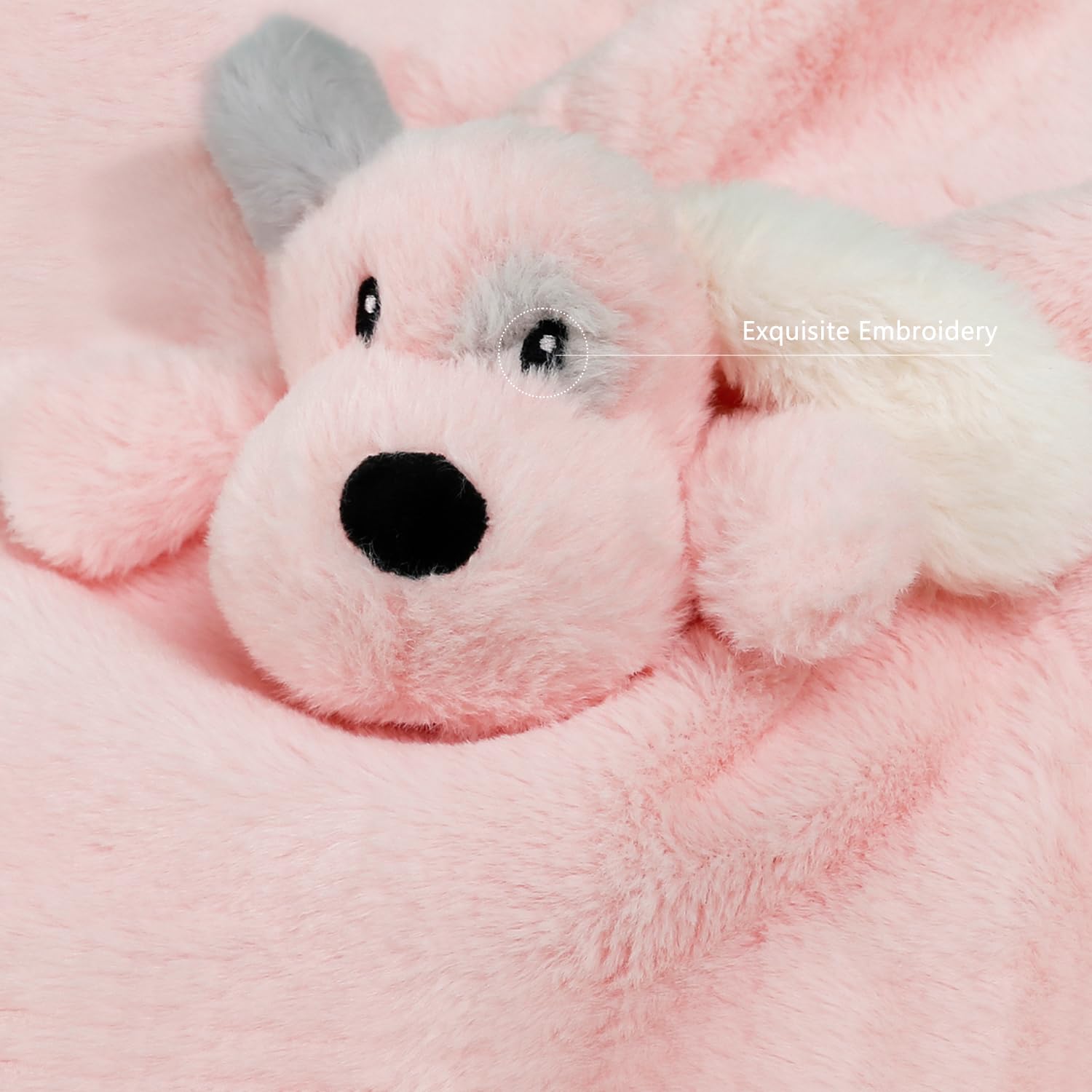Skiennix Puppy Baby Security Blanket - Soft Plush Lovey Toy with Satin Backing | Pink 16 Inch
