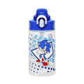 Zak Designs Sonic the Hedgehog Sage Water Bottle For School or Travel, 16oz Durable Plastic Water Bottle With Straw, Handle, and Leak-Proof, Pop-Up Spout Cover (Sonic, Eggman)