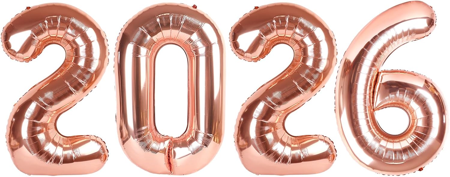 Rose Gold 2026 Balloon - 40 Inch New Year's Eve Decoration | Perfect for Graduation & Birthday Parties