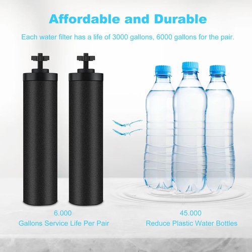 airkitrep Water Filter Replacement for Berkey Water Filter System, 4 Black Elements Activated Carbon Filters, Compatible with Berkey Gravity Water Filtration System, 4 Pack