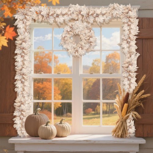 2 Pack 6 Ft Thanksgiving Decorations Fall Garland Maples Leaves Garlands Artificial Autumn Foliage Garlands Thanksgiving Garland for Home Farmhouse Porch Wedding Table Mantle Fireplace Party Christmas