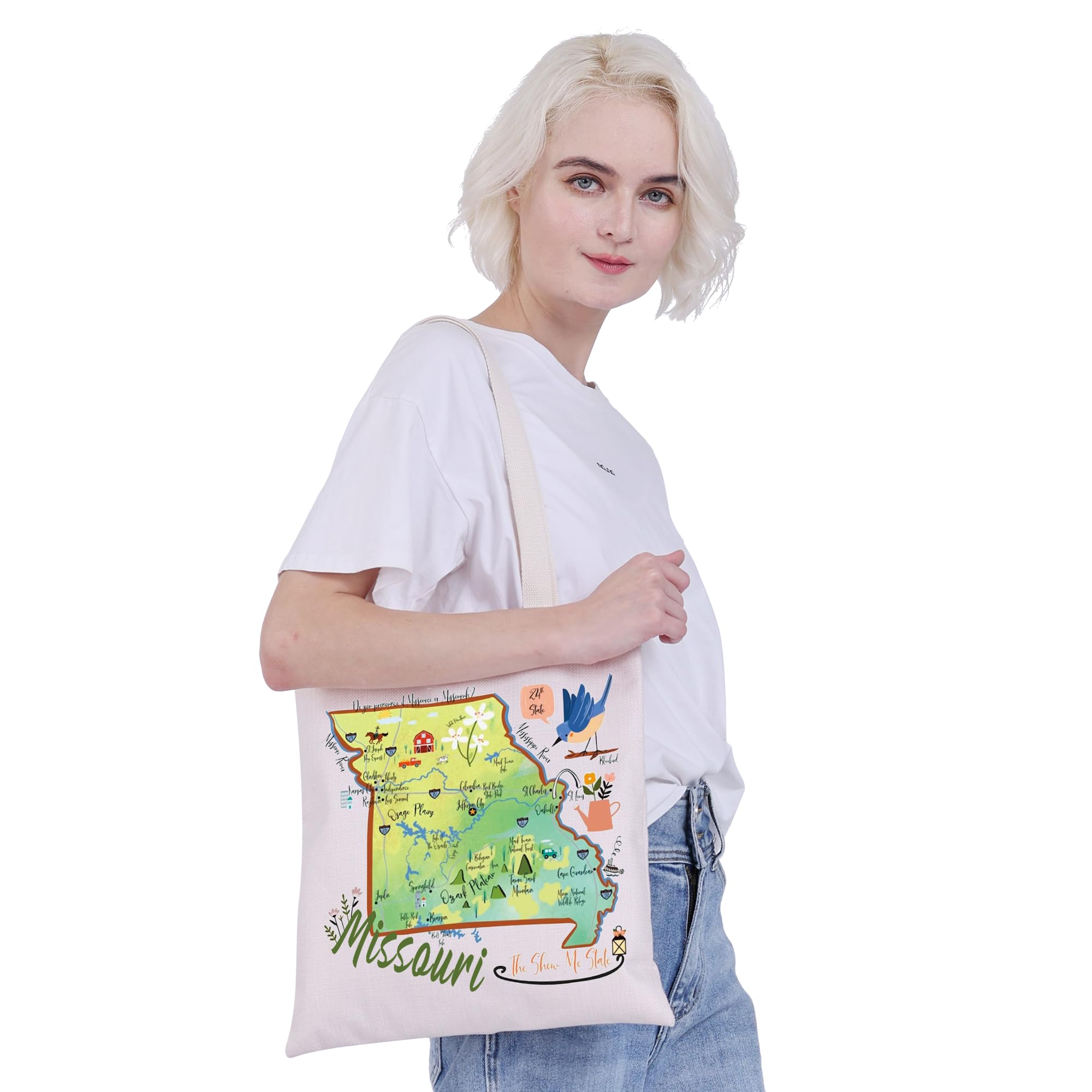CMNIM Missouri Themed Gifts Missouri Tote Bag Missouri Souvenirs And Gifts Missouri State Travel Grocery Shoulder Bag Handbag (Missouri TB)