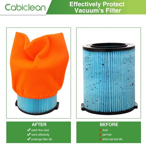 4 Packs Vac Filter Cover, Reusable Pre Filter Bag for Shop Vac VF4000, VF5000, DXVC6912, 9-17816 Filters, Wet Dry Vac Filter Cover with Elastic, Fit Filter 8-9" Tall, 6-8" Diameter - Orange