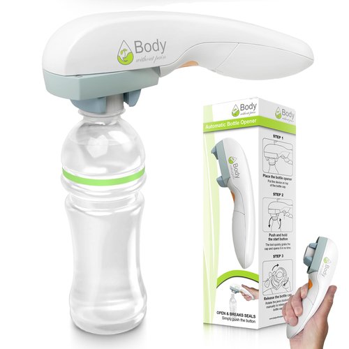 Electric Bottle Opener for Seniors - Automatic Solution for Easy Opening of Water Bottles. Ideal for Weak Hands or Those with Arthritis. Perfect for Soda, Milk, Juice. Battery Powered.