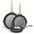JEETEE Non Stick Frying Pan Set, Frying Pans Nonstick, Omelette Skillet with Soft Touch Handle, 3-Piece Cookware Set 8 Inch 9.5 Inch 11 Inch