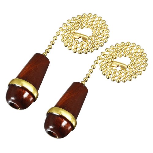 uxcell® 12 inch Copper Pull Chain Walnut Knob Pendant Lighting Ceiling Fan Decorative Pack of 2
