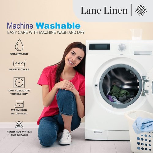 **LANE LINEN Twin Size Blanket - 100% Cotton Cozy Bed Blanket | Soft 350 GSM for All Seasons (68"x90") - Oeko-TEX Certified Light Blue**