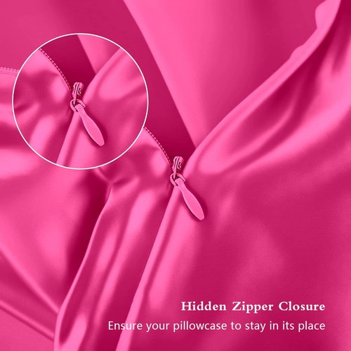 Mulberry Silk Pillowcases by Skiennix - Anti-Acne & Smooth Beauty Sleep | Standard Size, Hot Pink, Set of 2
